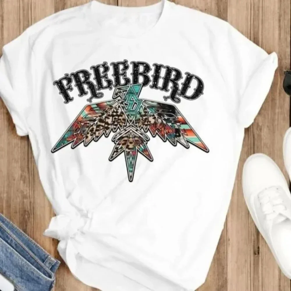 Soft and Comfortable FreeBird White Graphic T-Shirt. - Picture 2 of 3
